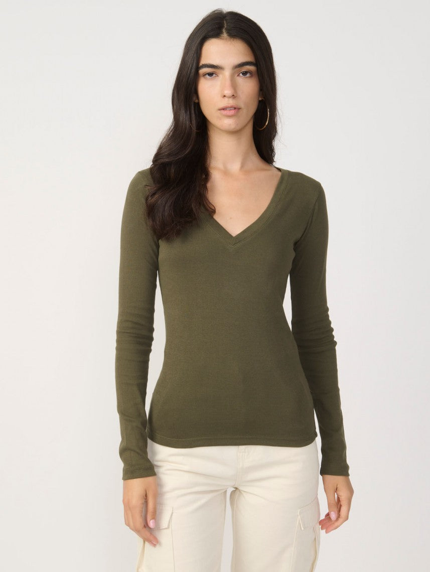 BASIC V NECK RIB-WOMEN