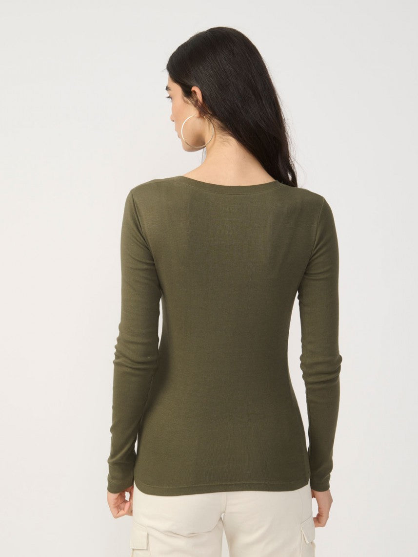 BASIC V NECK RIB-WOMEN