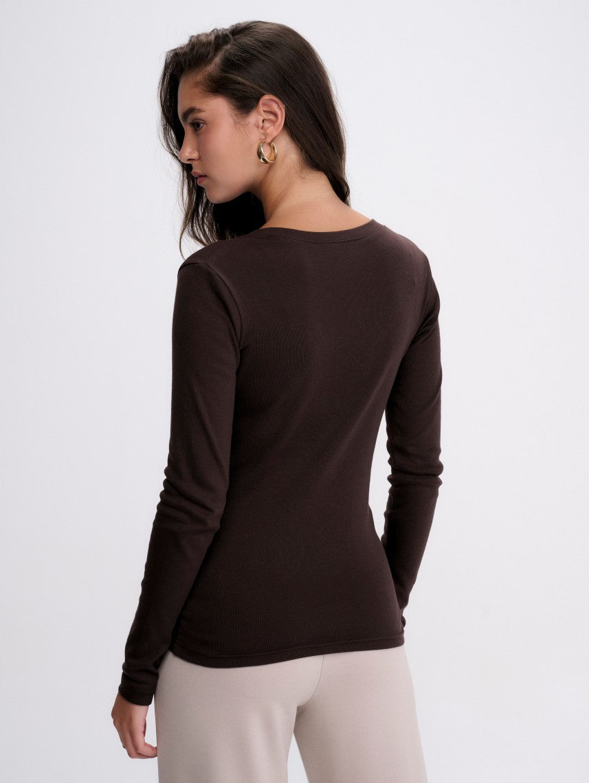 BASIC V NECK RIB-WOMEN