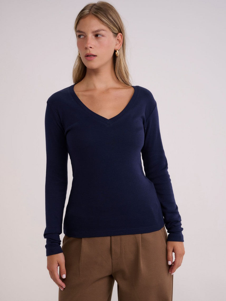 BASIC V NECK RIB-WOMEN