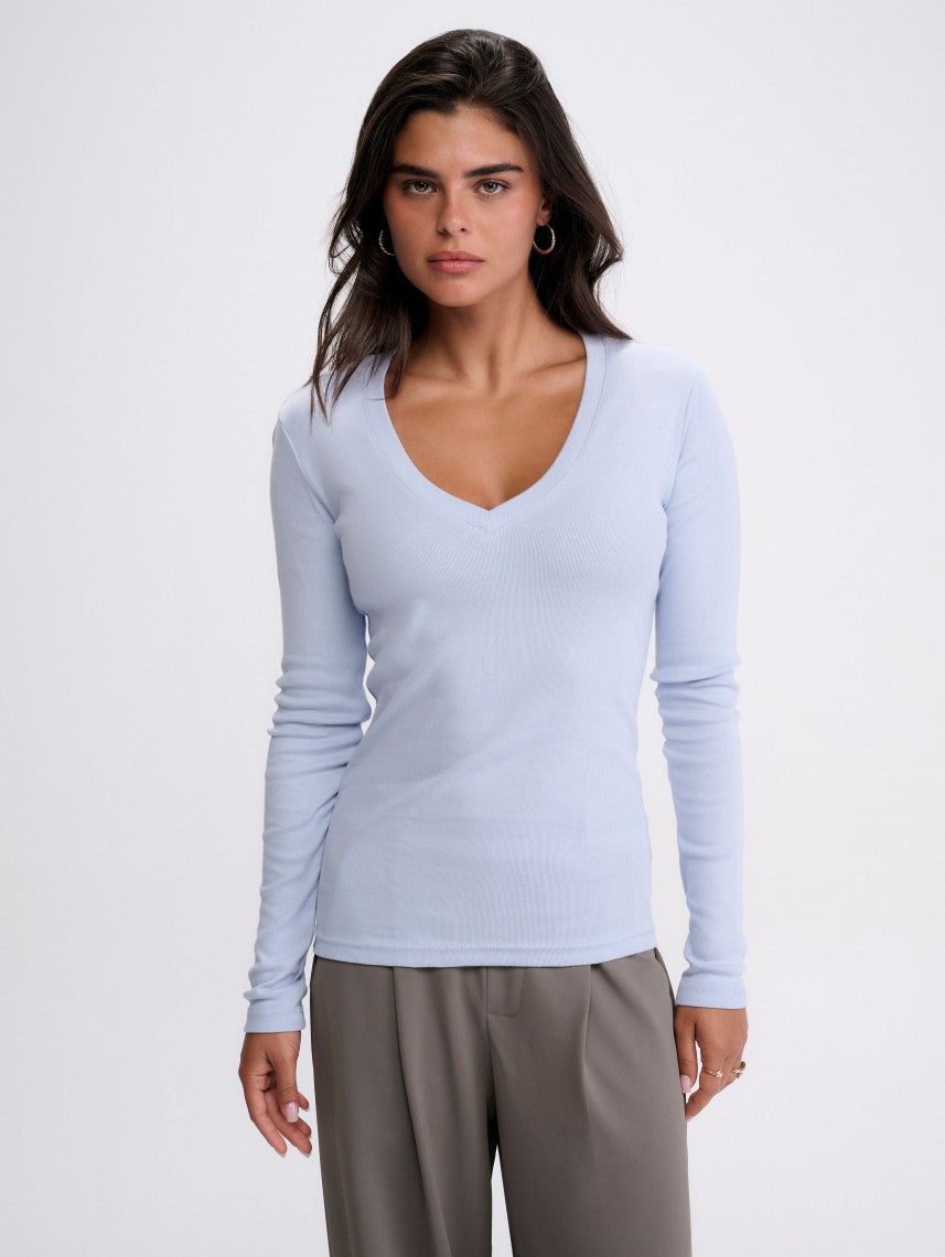 BASIC V NECK RIB-WOMEN